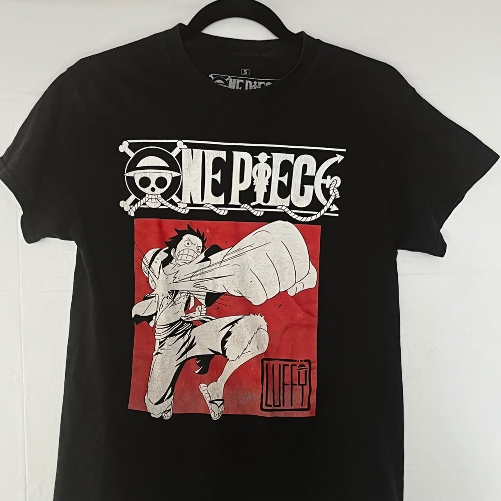 One Piece Monkey D Luffy Graphic T-Shirt Mens Small Black Ripple Junction Anime